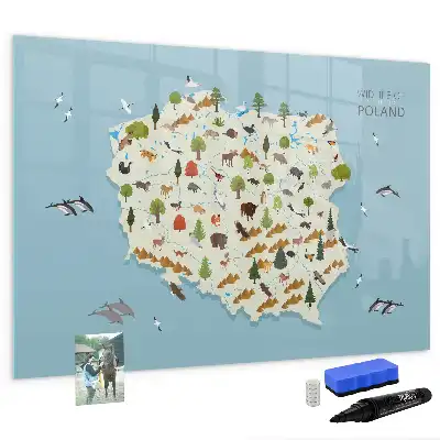 Quadro magnético para escrever mapa dos animais da Polônia