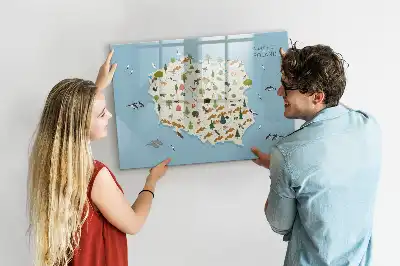 Quadro magnético para escrever mapa dos animais da Polônia