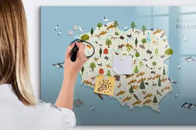 Quadro magnético para escrever mapa dos animais da Polônia