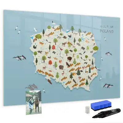 Quadro magnético para escrever mapa dos animais da Polônia