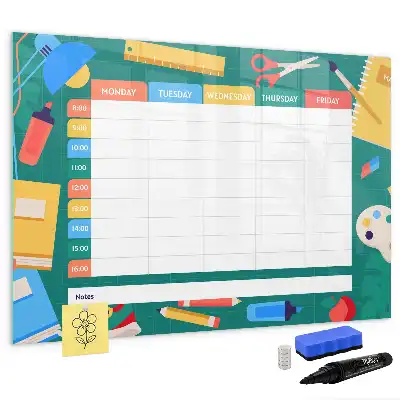 Quadro magnético para horário escolar de escrever