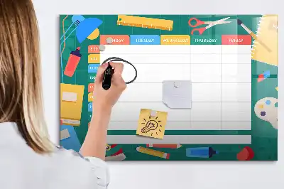 Quadro magnético para horário escolar de escrever