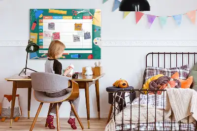 Quadro magnético para horário escolar de escrever