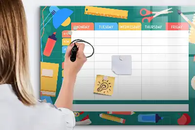 Quadro magnético para horário escolar de escrever