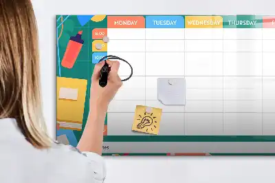 Quadro magnético para horário escolar de escrever