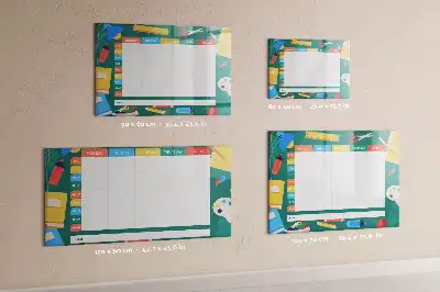 Quadro magnético para horário escolar de escrever