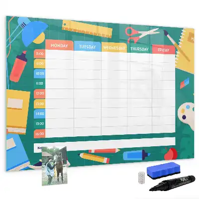 Quadro magnético para horário escolar de escrever
