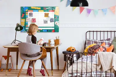 Quadro magnético para horário escolar de escrever