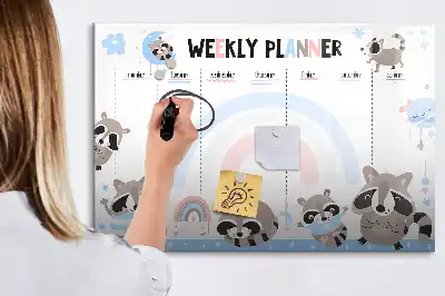 Planner semanal infantil quadro magnético para escrever