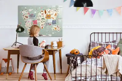 Quadro magnético para escrever mapa-múndi com animais