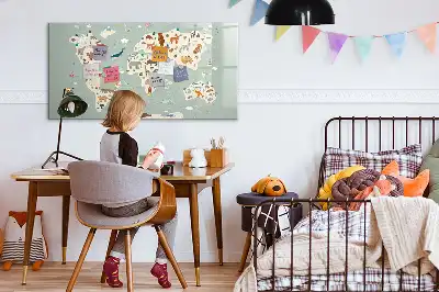 Quadro magnético para escrever mapa-múndi com animais