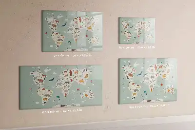 Quadro magnético para escrever mapa-múndi com animais
