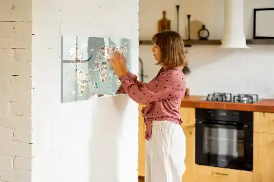 Quadro magnético para escrever mapa-múndi com animais