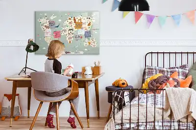 Quadro magnético para escrever mapa-múndi com animais
