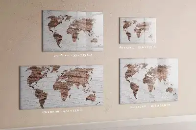 Mapa-múndi em tijolos com quadro magnético para escrever
