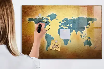 Mapa-múndi antigo quadro magnético para desenhar