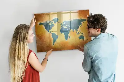 Mapa-múndi antigo quadro magnético para desenhar