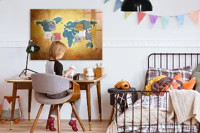 Mapa-múndi antigo quadro magnético para desenhar