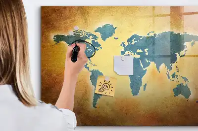 Mapa-múndi antigo quadro magnético para desenhar