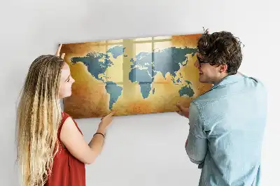 Mapa-múndi antigo quadro magnético para desenhar