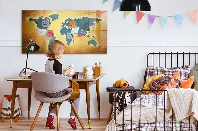 Mapa-múndi antigo quadro magnético para desenhar