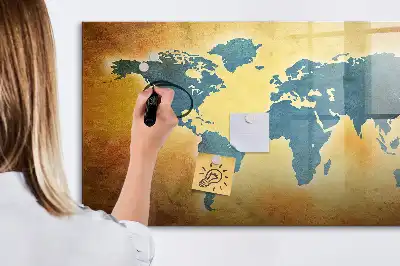 Mapa-múndi antigo quadro magnético para desenhar