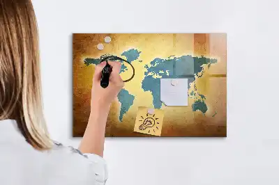 Mapa-múndi antigo quadro magnético para desenhar