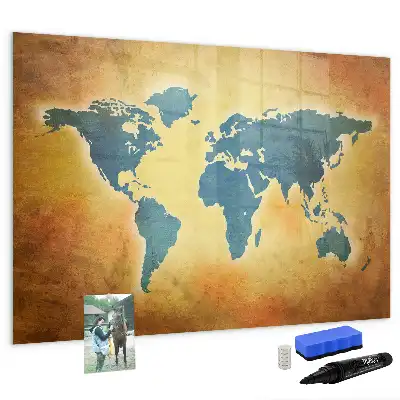 Mapa-múndi antigo quadro magnético para desenhar