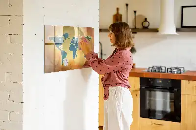 Mapa-múndi antigo quadro magnético para desenhar