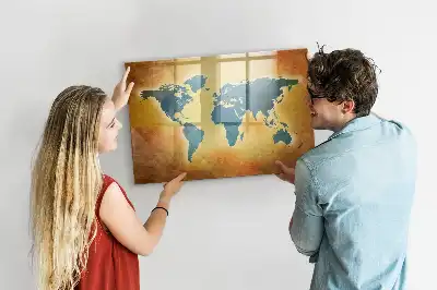 Mapa-múndi antigo quadro magnético para desenhar