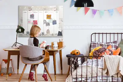 Quadro magnético para desenhar planner semanal com estampa de animais