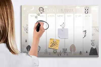 Quadro magnético para escrever com horário semanal