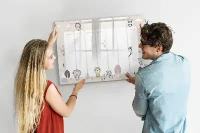 Quadro magnético para escrever com horário semanal