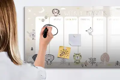 Quadro magnético para escrever com horário semanal