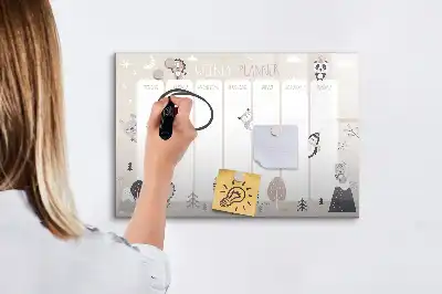 Quadro magnético para escrever com horário semanal