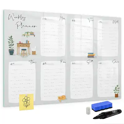 Quadro magnético para escrever planner semanal aconchegante