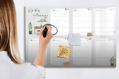 Quadro magnético para escrever planner semanal aconchegante