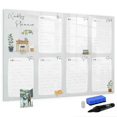 Quadro magnético para escrever planner semanal aconchegante