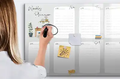 Quadro magnético para escrever planner semanal aconchegante