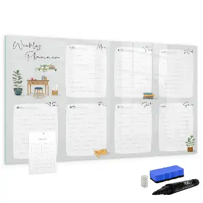 Quadro magnético para escrever planner semanal aconchegante