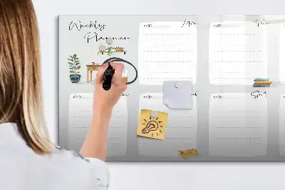 Quadro magnético para escrever planner semanal aconchegante