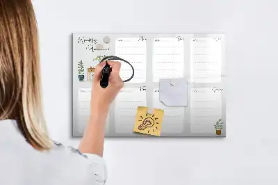 Quadro magnético para escrever planner semanal aconchegante