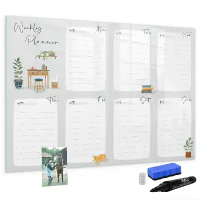 Quadro magnético para escrever planner semanal aconchegante