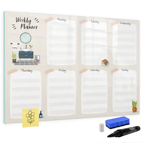 Quadro magnético para desenho planner semanal