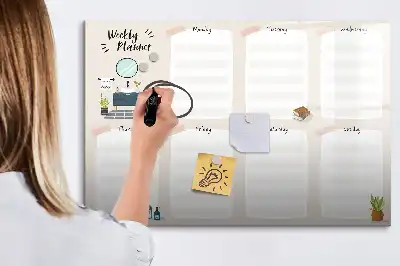 Quadro magnético para desenho planner semanal
