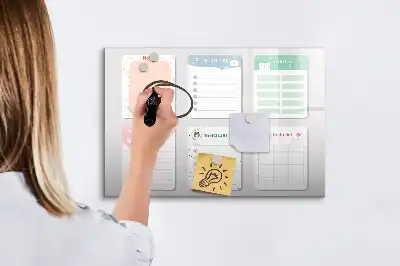 Quadro magnético para escrita notas coloridas