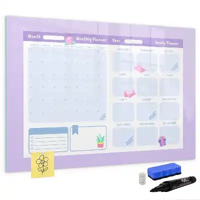 Quadro magnético para escrever planner anual na cor rosa