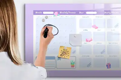 Quadro magnético para escrever planner anual na cor rosa