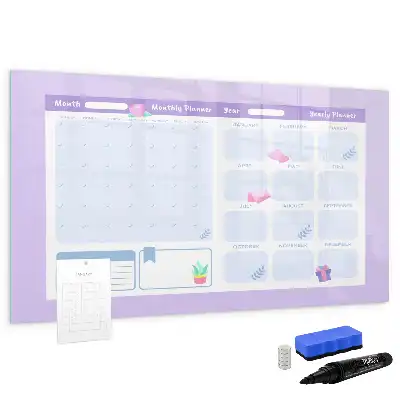Quadro magnético para escrever planner anual na cor rosa
