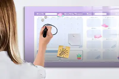 Quadro magnético para escrever planner anual na cor rosa